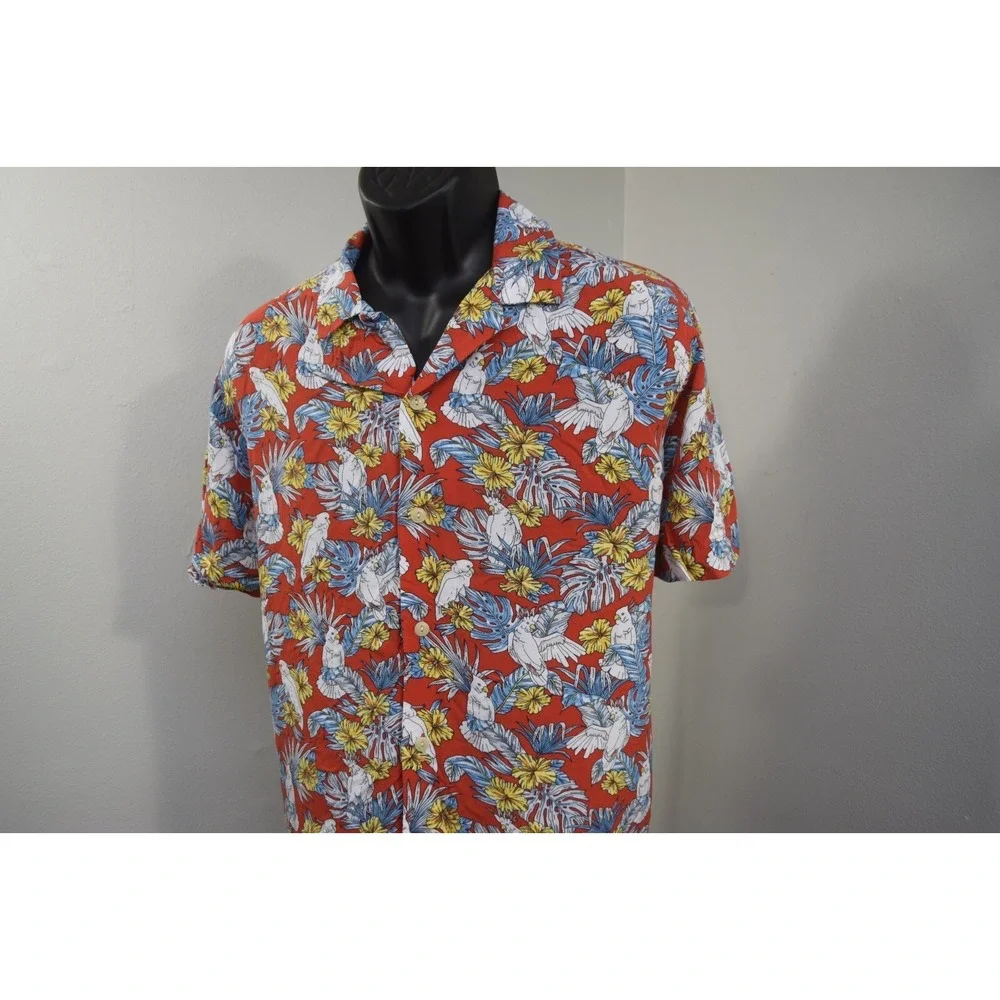 Banana Republic Floral Button Up‎ Standard Fit Short Sleeve Viscose Mens Large